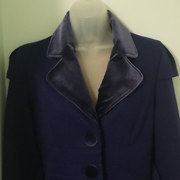 Purple velvet & wool dress coat sz 6 - Picture 2 of 5